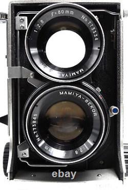 Exc+5 Mamiya C220 Pro TLR Film Camera Sekor 80mm f2.8 Blue Dot Lens From JAPAN