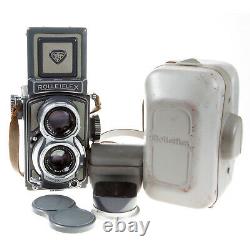 Grey Baby Rolleiflex K5 4x4 Tlr Camera With Case, Lens Hood & Cap Excellent