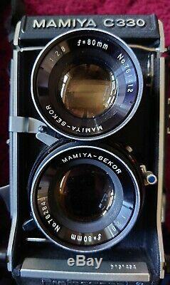 MAMIYA C330 Pro F TLR KIT Rare 80mm F2.8 Blue Dot Lens, 55 mm lens, prism