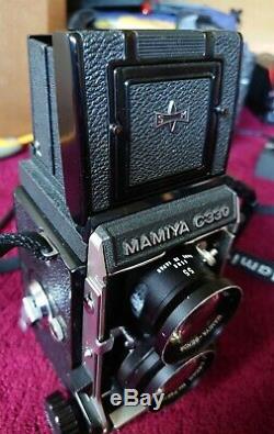MAMIYA C330 Pro F TLR KIT Rare 80mm F2.8 Blue Dot Lens, 55 mm lens, prism
