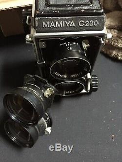 Mamiya c220 Medium Format TLR Camera With 80mm And 64mm Lens And Film