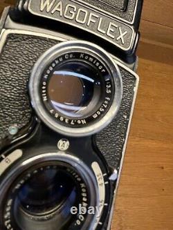 Near Mint Waltz Wagoflex TLR Film Camera Komura Kominar 75mm F/3.5 Lens /Japan