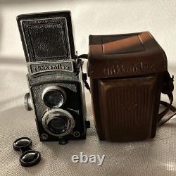 Nikkenflex TLR 6x6 Film Camera Antique twin-lens reflex with Case Japan AS-IS