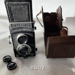 Nikkenflex TLR 6x6 Film Camera Antique twin-lens reflex with Case Japan AS-IS