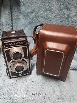 Rare Montiflex TLR 120 Film Camera with Pluscanar 75mm F3.5 Lens and case Untested