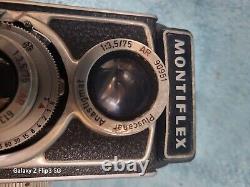 Rare Montiflex TLR 120 Film Camera with Pluscanar 75mm F3.5 Lens and case Untested