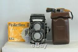 Rolleiflex 2.8F 12x24 Planar TLR Film Camera with Cap, Case & Strap
