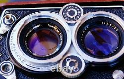 Rolleiflex 3.5 E2 TLR Camera & Schneider Xenotar 75mm f3.5 Caps & Case EXC++