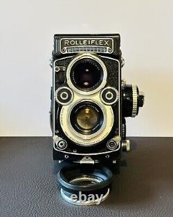 Rolleiflex 3.5F Planar 75mm White Face Whiteface With Case & Hood
