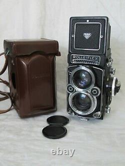 White Face Rolleiflex 2.8 Xenotar 80mm f/2.8 Heidomat TLR Leather Case Lens Cap