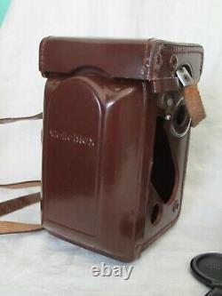 White Face Rolleiflex 2.8 Xenotar 80mm f/2.8 Heidomat TLR Leather Case Lens Cap