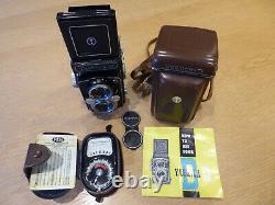 Yashica D TLR 120 film camera + case +instructions +light meter 100% charity